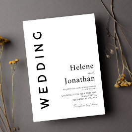 クラシック白黒ミニマルのエレガントな結婚式 招待状