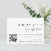 クラシック白黒ミニマルQRコード返信カード 招待状 (スタンド正面)