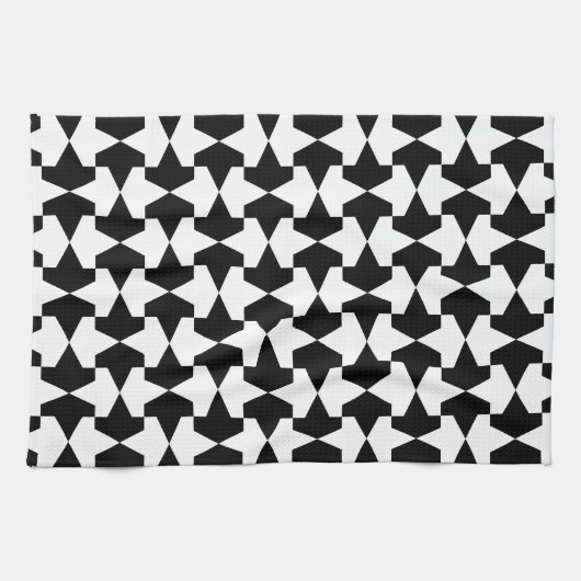 クラシック白黒ムスリムマンルクパターン キッチンタオル (横)