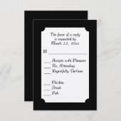 クラシック白黒メニュー選択RSVP 出欠カード (正面/裏面)