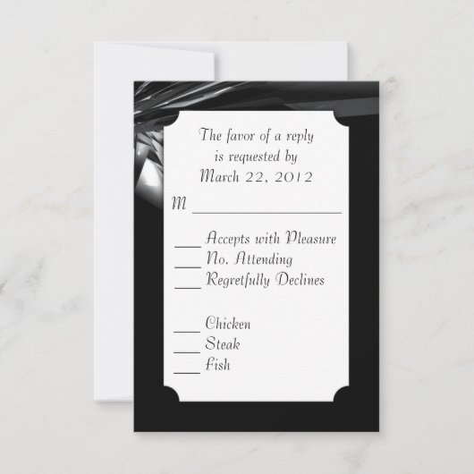 クラシック白黒メニュー選択RSVP 出欠カード (正面)