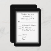 クラシック白黒メニュー選択RSVP 出欠カード (正面/裏面)