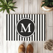 クラシック白黒モノグラストライプム ドアマット