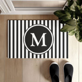 クラシック白黒モノグラストライプム ドアマット
