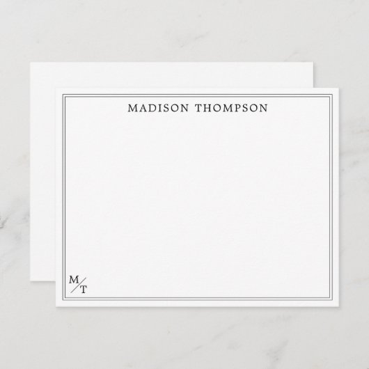 クラシック白黒モノグラムのノートカード ノートカード (正面/裏面)