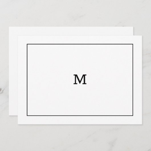 クラシック白黒モノグラムのノートカード ノートカード (正面/裏面)