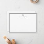 クラシック白黒モノグラムの文房具ノート ノートカード (正面/裏面インサイチュ)