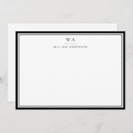 クラシック白黒モノグラムの文房具ノート ノートカード