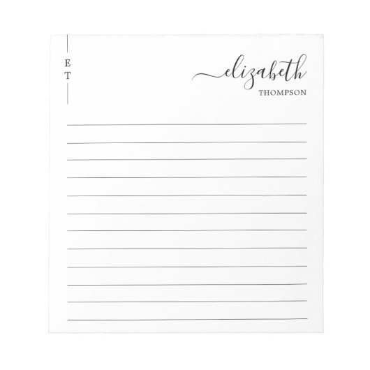 クラシック白黒モノグラムシンプル ノートパッド (正面)