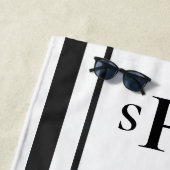 クラシック白黒モノグラムストライプのビーチトウ ビーチタオル (インサイチュ)