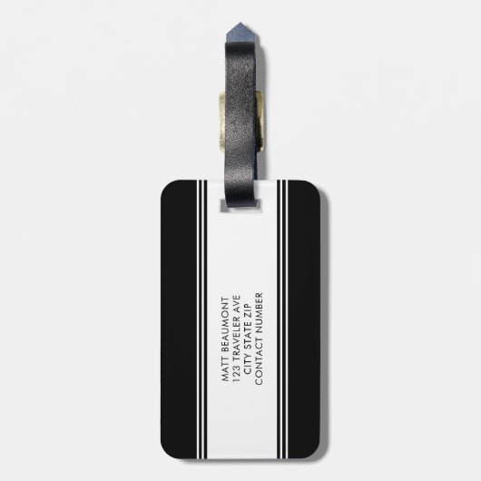 クラシック白黒モノグラムモダンラゲージタグ ラゲッジタグ (裏面縦)