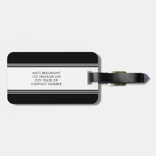 クラシック白黒モノグラムモダンラゲージタグ ラゲッジタグ (裏面横)