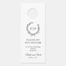 クラシック白黒モノグラムリース ドアノブサイン