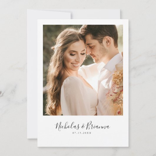 クラシック白黒モノグラム結婚の写真 招待状 (裏面)