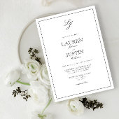 クラシック白黒モノグラム結婚ズ 招待状