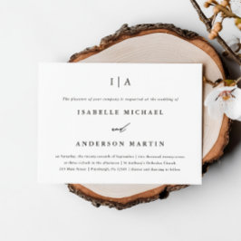 クラシック白黒モノグラム結婚ズ 招待状