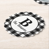 クラシック白黒モノグラム ペーパーコースター (アングル)