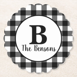 クラシック白黒モノグラム ペーパーコースター