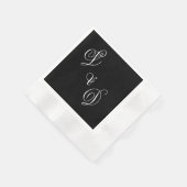 クラシック白黒モノグラ結婚ムズ 縁ありカクテルナプキン (角)