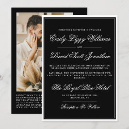 クラシック白黒レガ伝統的ルQR写真 招待状