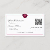 クラシック白黒レッドローズイニシャルQRコード 名刺 (裏面)