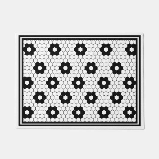 クラシック白黒ヴィンテージタイルデザイン小 ドアマット (正面)