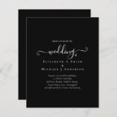 クラシック白黒予算結婚式招待状 (正面/裏面)