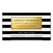 クラシック白黒付きゴールデンラストライプベル マグネット名刺 (正面)