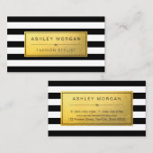 クラシック白黒付きゴールデンラストライプベル 名刺 (正面/裏面)