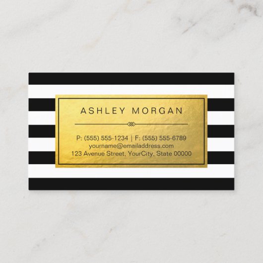 クラシック白黒付きゴールデンラストライプベル 名刺 (裏面)