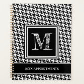 クラシック白黒千鳥格子のモノグラムの プランナー手帳 (正面)