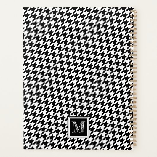 クラシック白黒千鳥格子のモノグラムの プランナー手帳 (裏面)