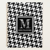クラシック白黒千鳥格子のモノグラムの プランナー手帳 (正面)