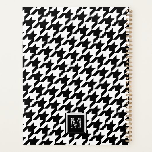 クラシック白黒千鳥格子のモノグラムの プランナー手帳 (裏面)