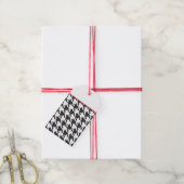 クラシック白黒千鳥格子のレッドタイムレス ギフトタグ (より糸付き)