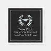クラシック白黒卒業カスタム スタンダードカクテルナプキン (正面)
