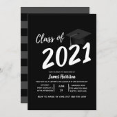 クラシック白黒卒業パーティー 招待状 (正面/裏面)