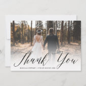 クラシック白黒感謝していユー2枚結婚の写真 サンキューカード (正面)