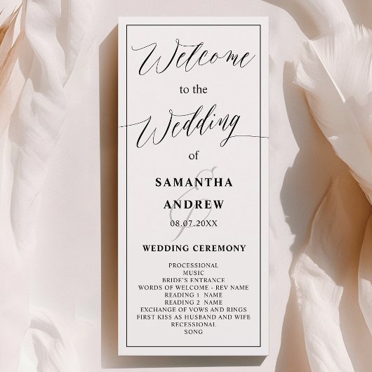 クラシック白黒書婚礼プログラム プログラム