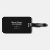 クラシック白黒無地のイニシャルまたはカラー ラゲッジタグ (裏面横)