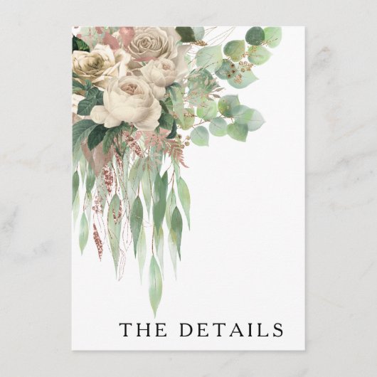 クラシック白黒牡丹結婚詳細 エンクロージャーカード (正面)