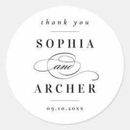 クラシック白黒結婚の ラウンドシール