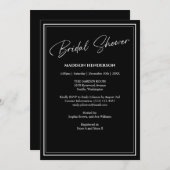 クラシック白黒結婚ブライダルシャワー 招待状 (正面/裏面)