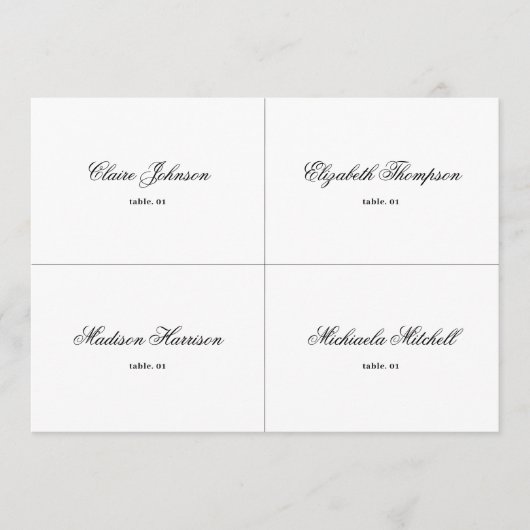 クラシック白黒結婚座席表DIY 招待状 (正面)