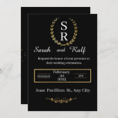 クラシック白黒結婚式招待状 シーズンカード (正面/裏面)