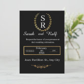 クラシック白黒結婚式招待状 シーズンカード (スタンド正面)