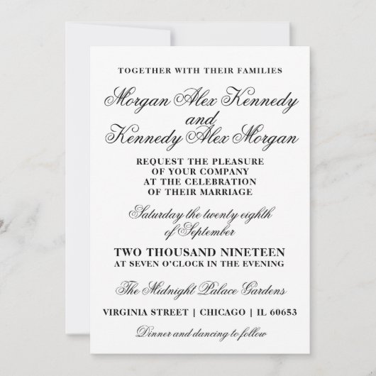 クラシック白黒結婚式招待状 招待状 (正面)