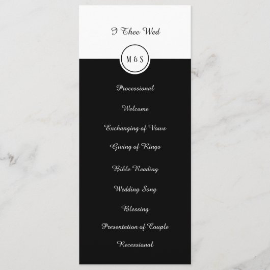 クラシック白黒結婚式 プログラム (正面)