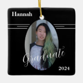 クラシック白黒2枚写真大学院生 セラミックオーナメント (正面)
