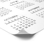 クラシック白黒2025シンプル年基本カレンダー ポスター (角)